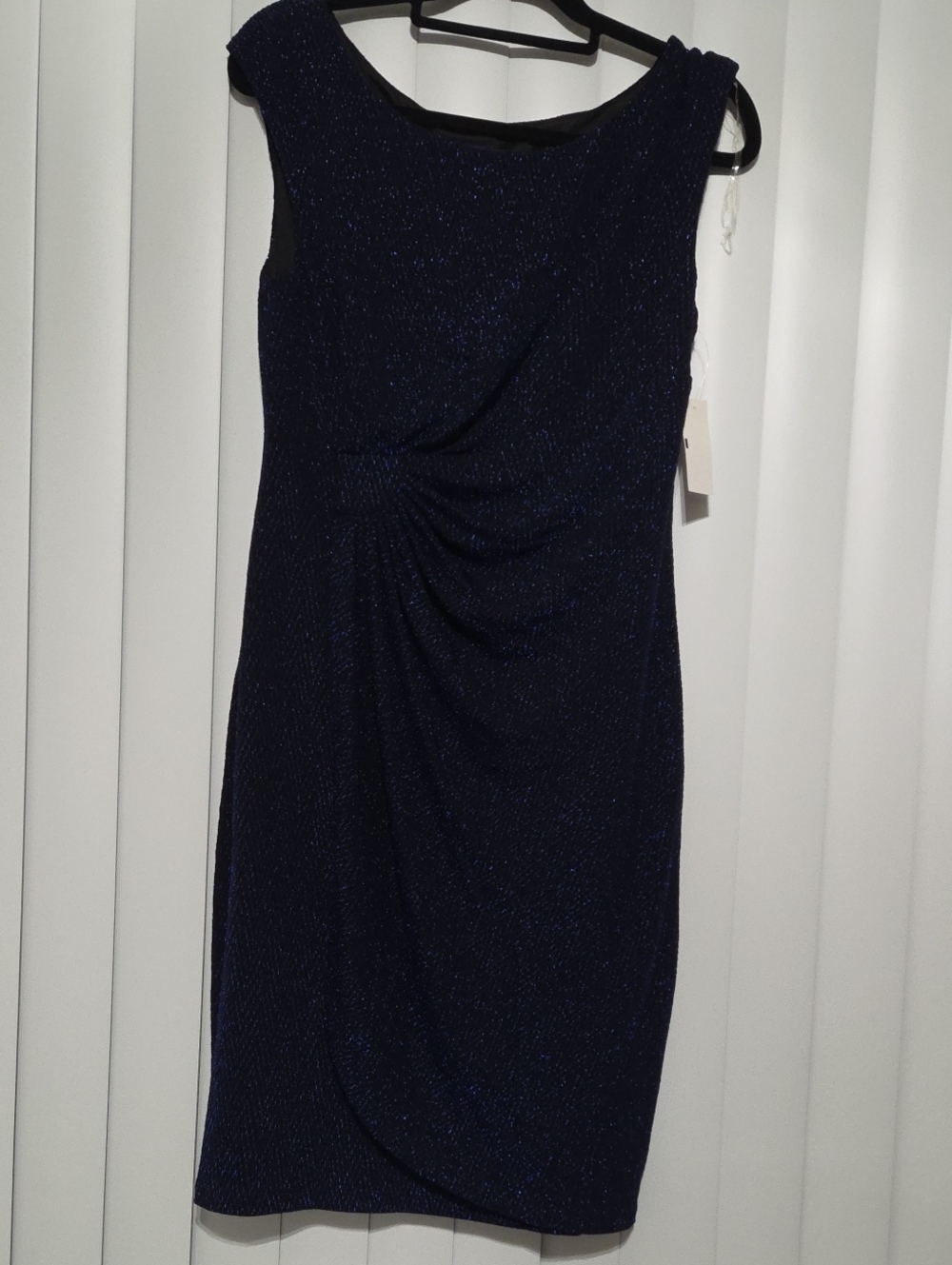 connected apparel Sparkle Navy Sleeveless Sheath Dress
